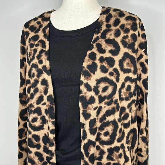 Ouges leopard Print Open Front Cardigan NWT - Picture 2 of 6